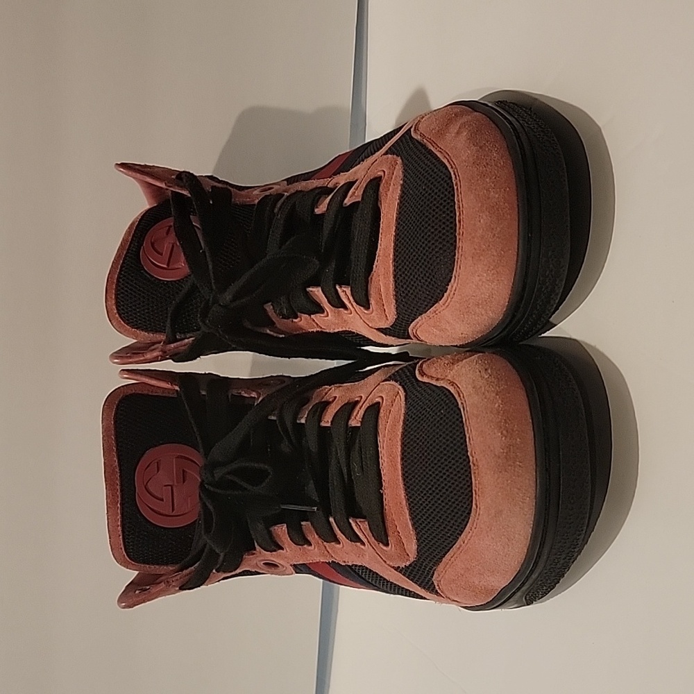 Gucci 9G pink/black web coda high top sneakers gucci size 9 men's uk 9 - Picture 6 of 9
